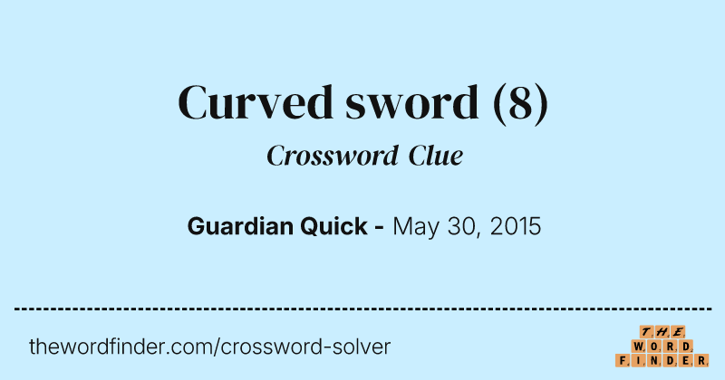Curved sword crossword clue image