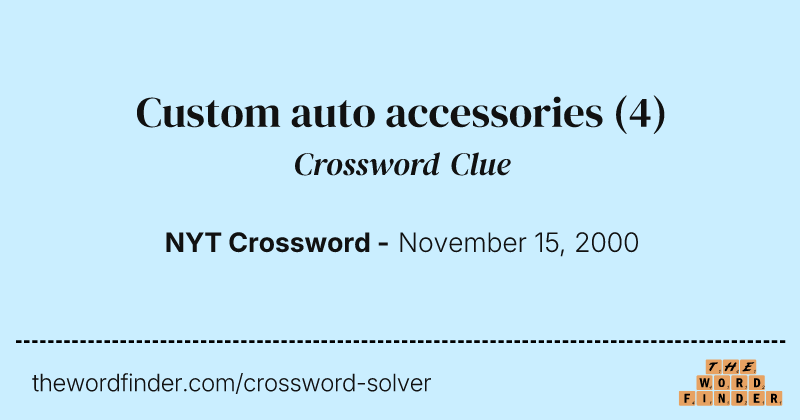 Custom auto accessories crossword clue image