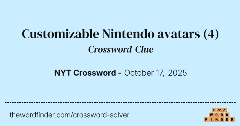 Customizable Nintendo avatars crossword clue image