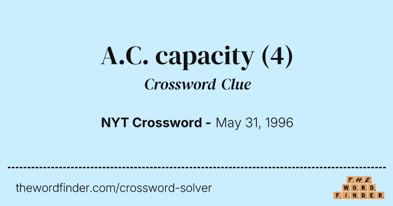 A.C. capacity crossword clue image