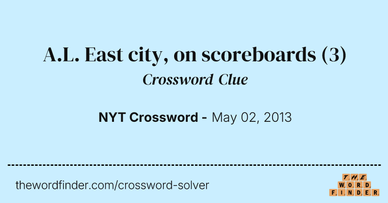 A.L. East city, on scoreboards crossword clue image