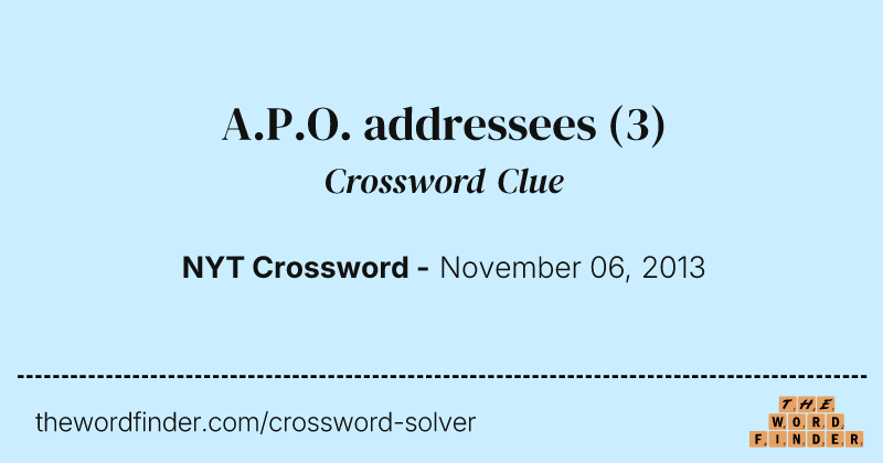 A.P.O. addressees crossword clue image