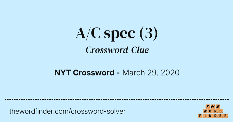 A/C spec crossword clue image