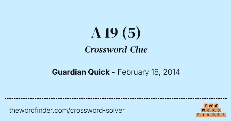 A 19 crossword clue image