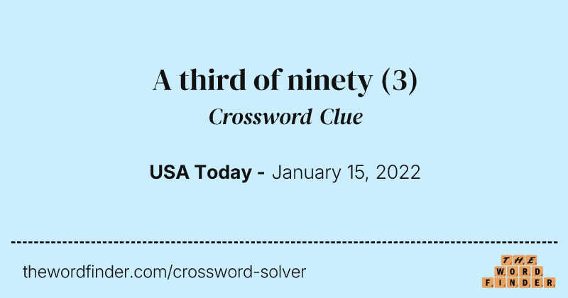 A third of ninety crossword clue image