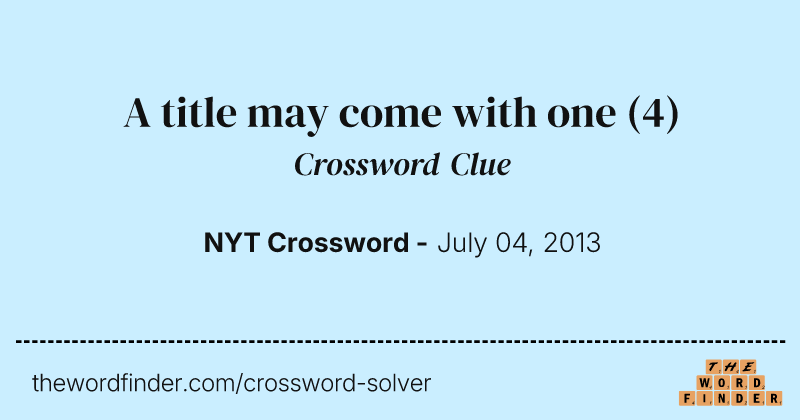 A title may come with one crossword clue image