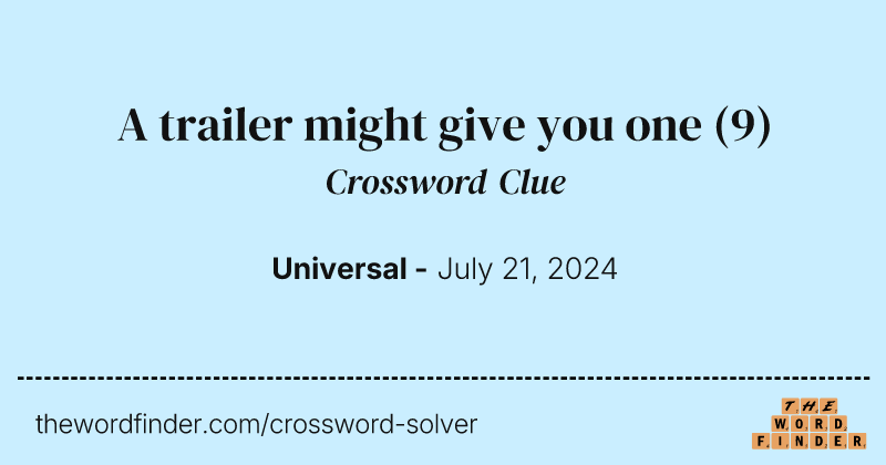 A trailer might give you one crossword clue image