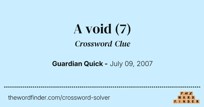A void crossword clue image