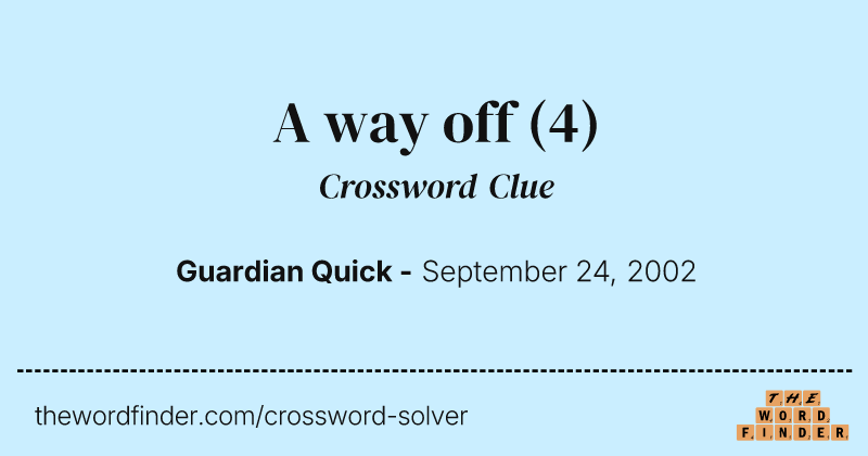 A way off crossword clue image