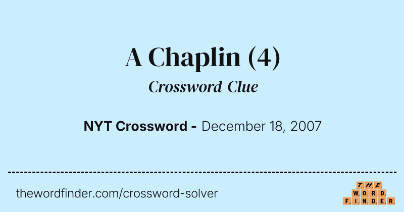 A Chaplin crossword clue image