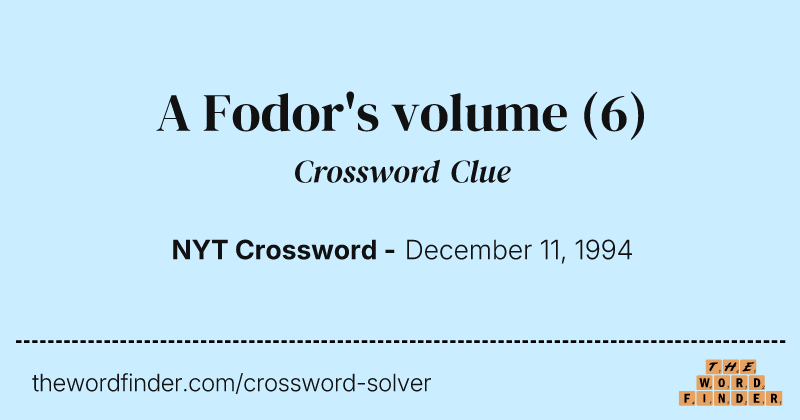A Fodor's volume crossword clue image