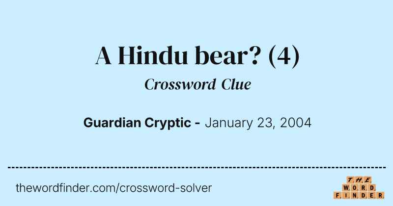 A Hindu bear? crossword clue image
