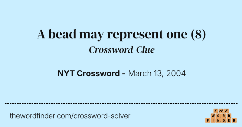 A bead may represent one crossword clue image