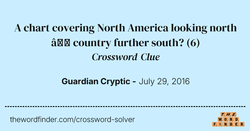 A chart covering North America looking north — country further south? crossword clue image