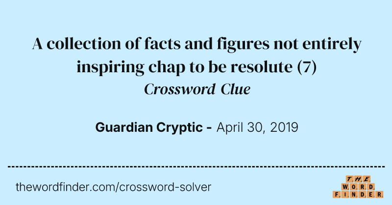 A collection of facts and figures not entirely inspiring chap to be resolute crossword clue image
