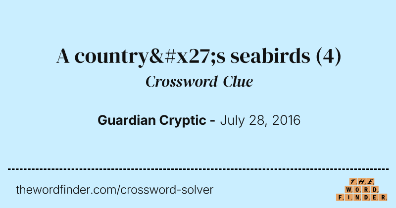A country's seabirds crossword clue image