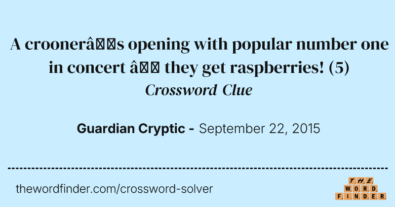 A crooner’s opening with popular number one in concert — they get raspberries! crossword clue image