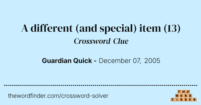A different (and special) item crossword clue image