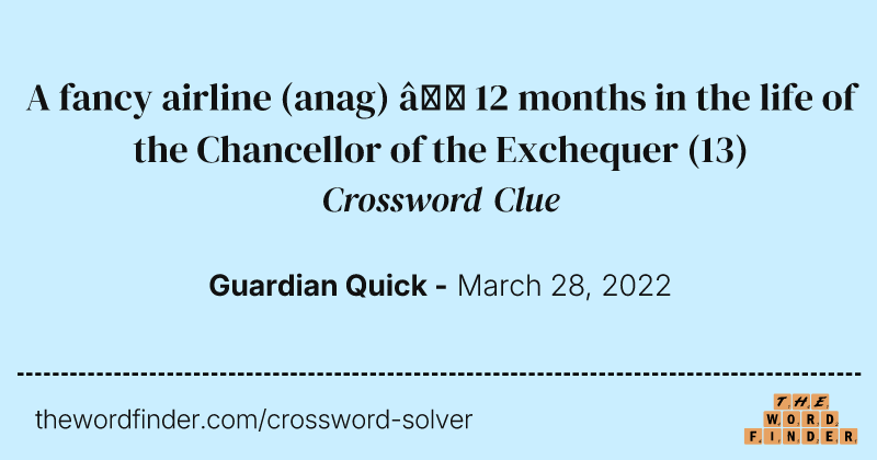 A fancy airline (anag) — 12 months in the life of the Chancellor of the Exchequer crossword clue image