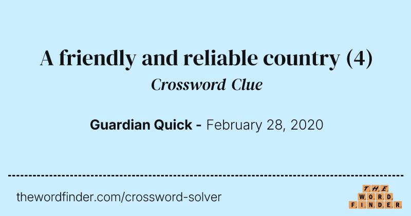 A friendly and reliable country crossword clue image