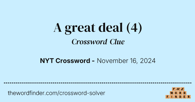A great deal crossword clue image