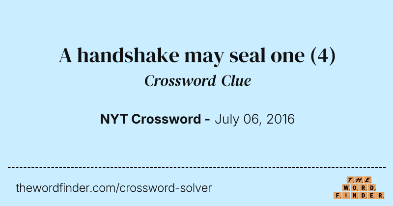 A handshake may seal one crossword clue image