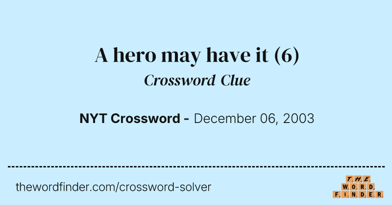 A hero may have it crossword clue image