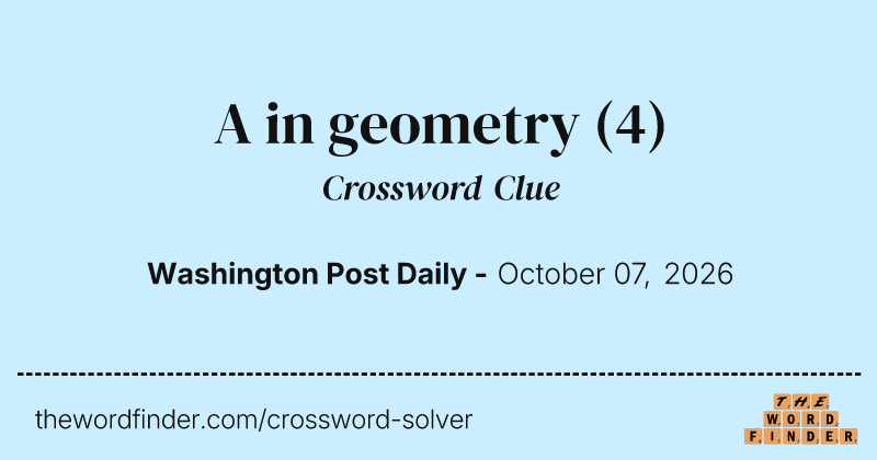 A in geometry crossword clue image
