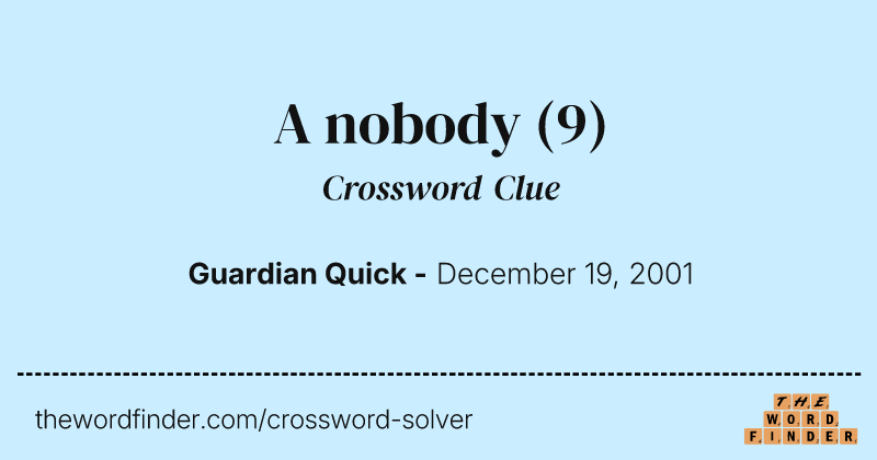 A nobody crossword clue image