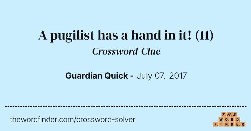 A pugilist has a hand in it! crossword clue image