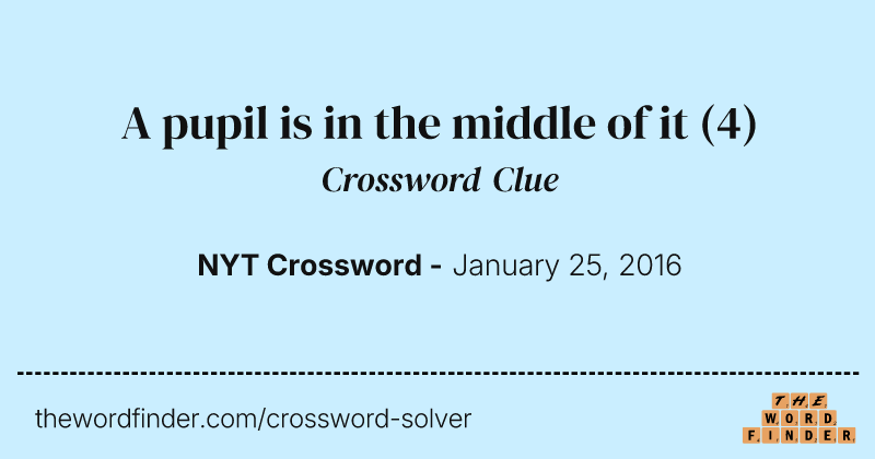 A pupil is in the middle of it crossword clue image