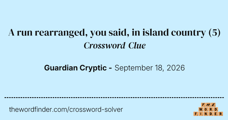 A run rearranged, you said, in island country crossword clue image