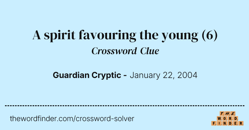 A spirit favouring the young crossword clue image