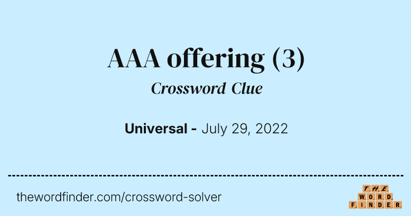 AAA offering crossword clue image