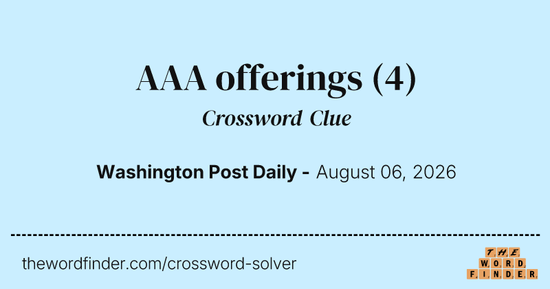 AAA offerings crossword clue image