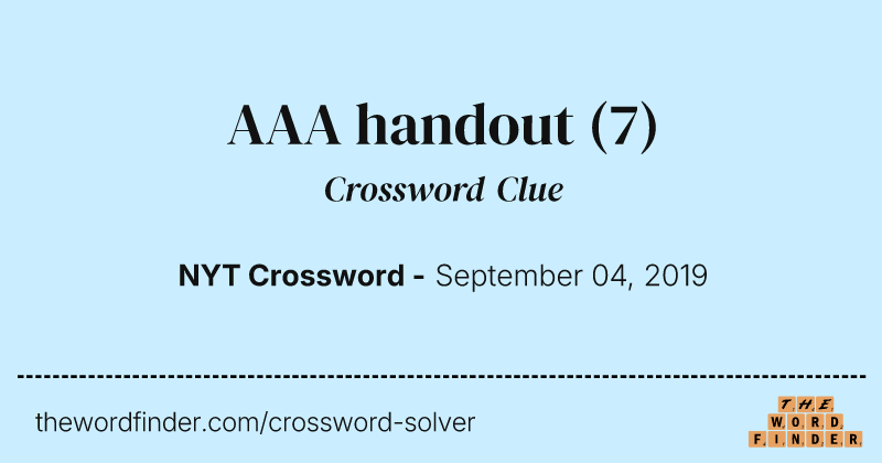 AAA handout crossword clue image