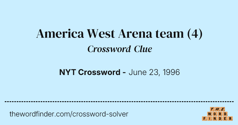 America West Arena team crossword clue image