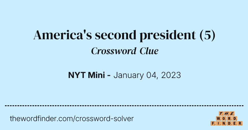 America's second president crossword clue image