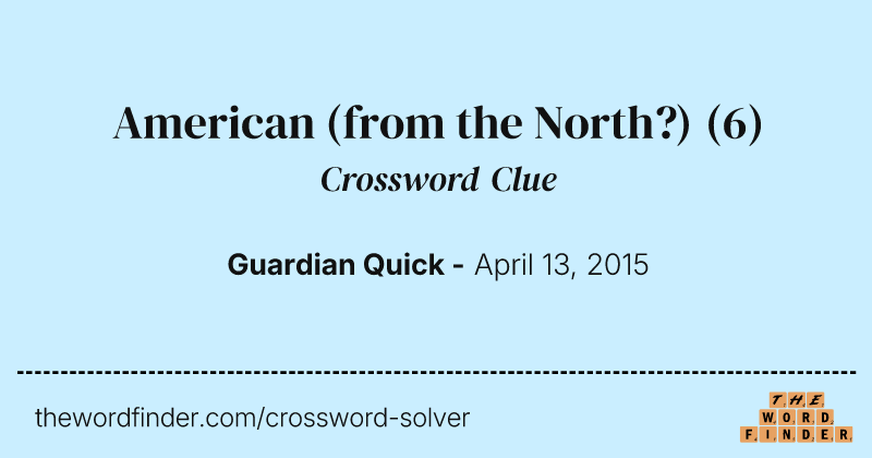 American (from the North?) crossword clue image