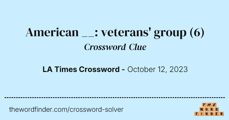 American __: veterans' group crossword clue image