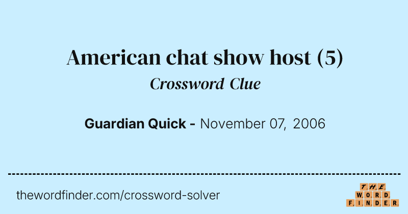 American chat show host crossword clue image