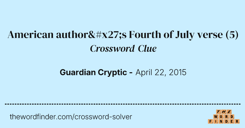 American author's Fourth of July verse crossword clue image