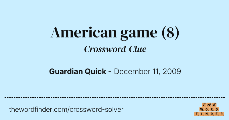 American game crossword clue image