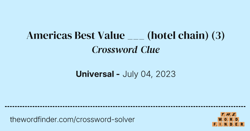 Americas Best Value ___ (hotel chain) crossword clue image