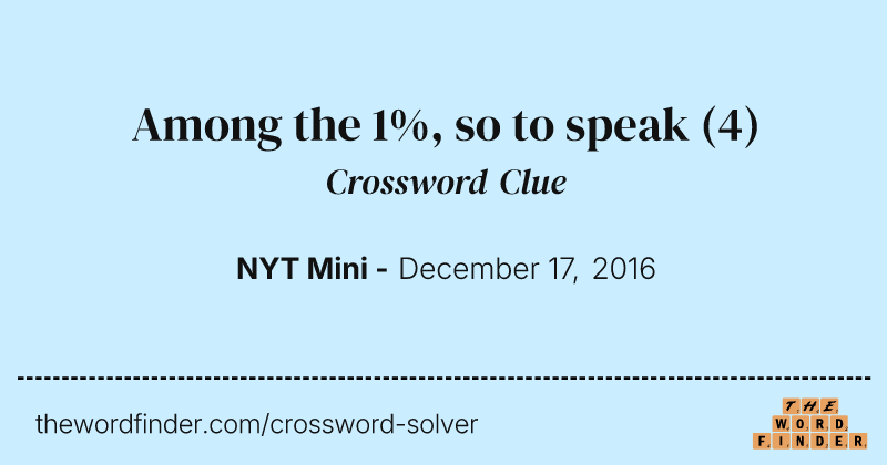 Among the 1%, so to speak crossword clue image