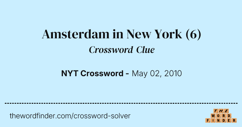 Amsterdam in New York crossword clue image