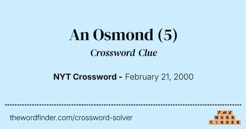 An Osmond crossword clue image