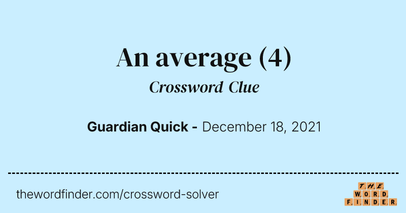 An average crossword clue image