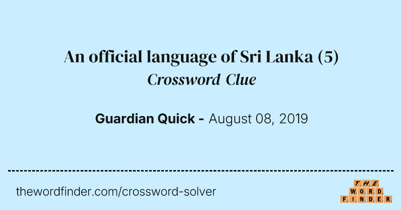 An official language of Sri Lanka crossword clue image