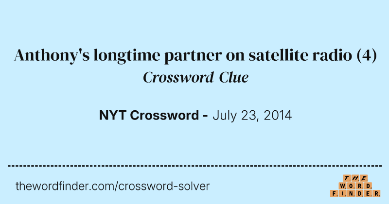 Anthony's longtime partner on satellite radio crossword clue image